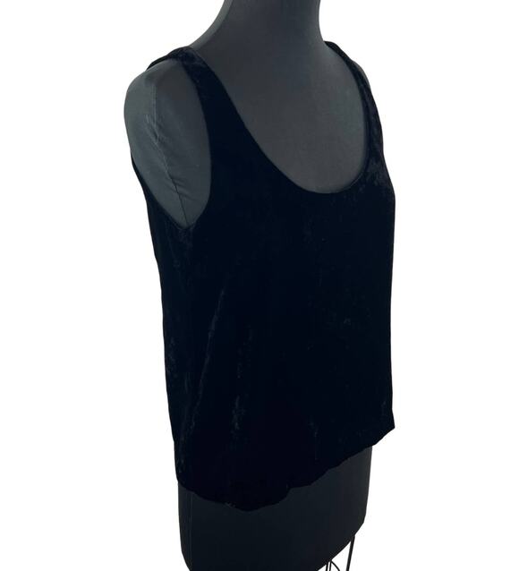 J. Crew Tops - J.Crew Black Velvet Tank Top J4925 Viscose Blend Sleeveless Scoop Neck Lined 4